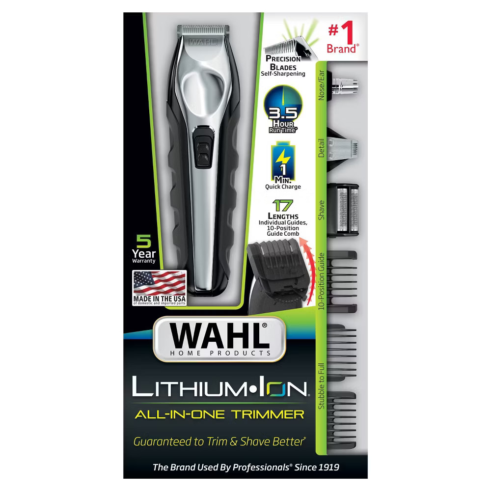 Wahl Lithium Ion All In One Cordless Rechargeable Electric Beard Trimmer Shaver