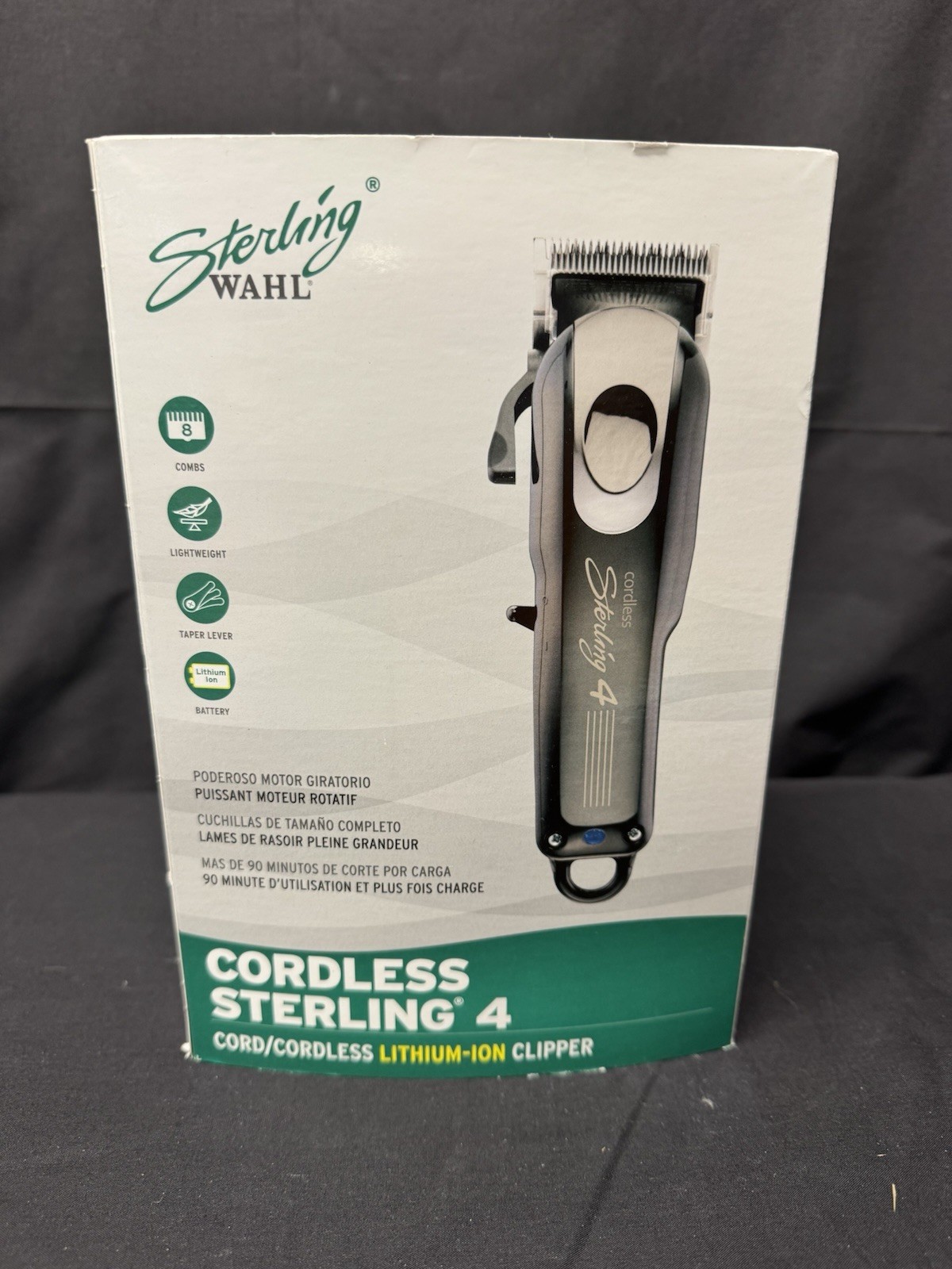 NEW! Wahl Sterling 4 Cordless Clipper Black/Silver Lithium-Ion Rotary Motor