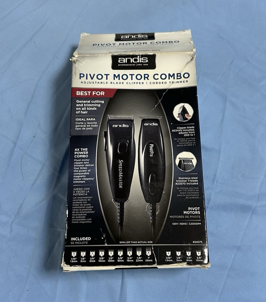 Andis Pivot Motor Combo Corded Clipper & T-Blade Trimmer Kit Black 24075