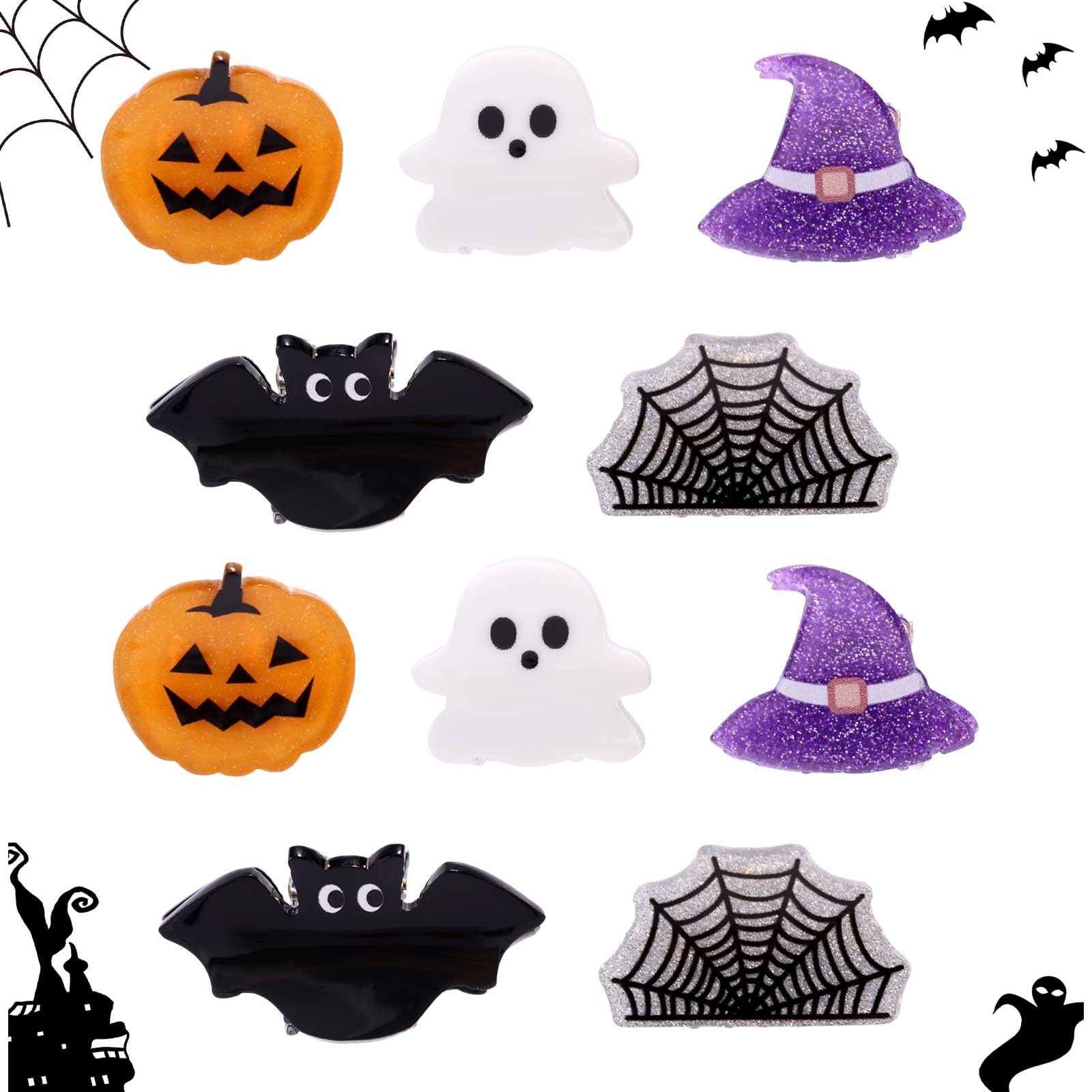 10pcs Mini Halloween Hair Claw Clips, 1 Count (Pack of 10), multicolored