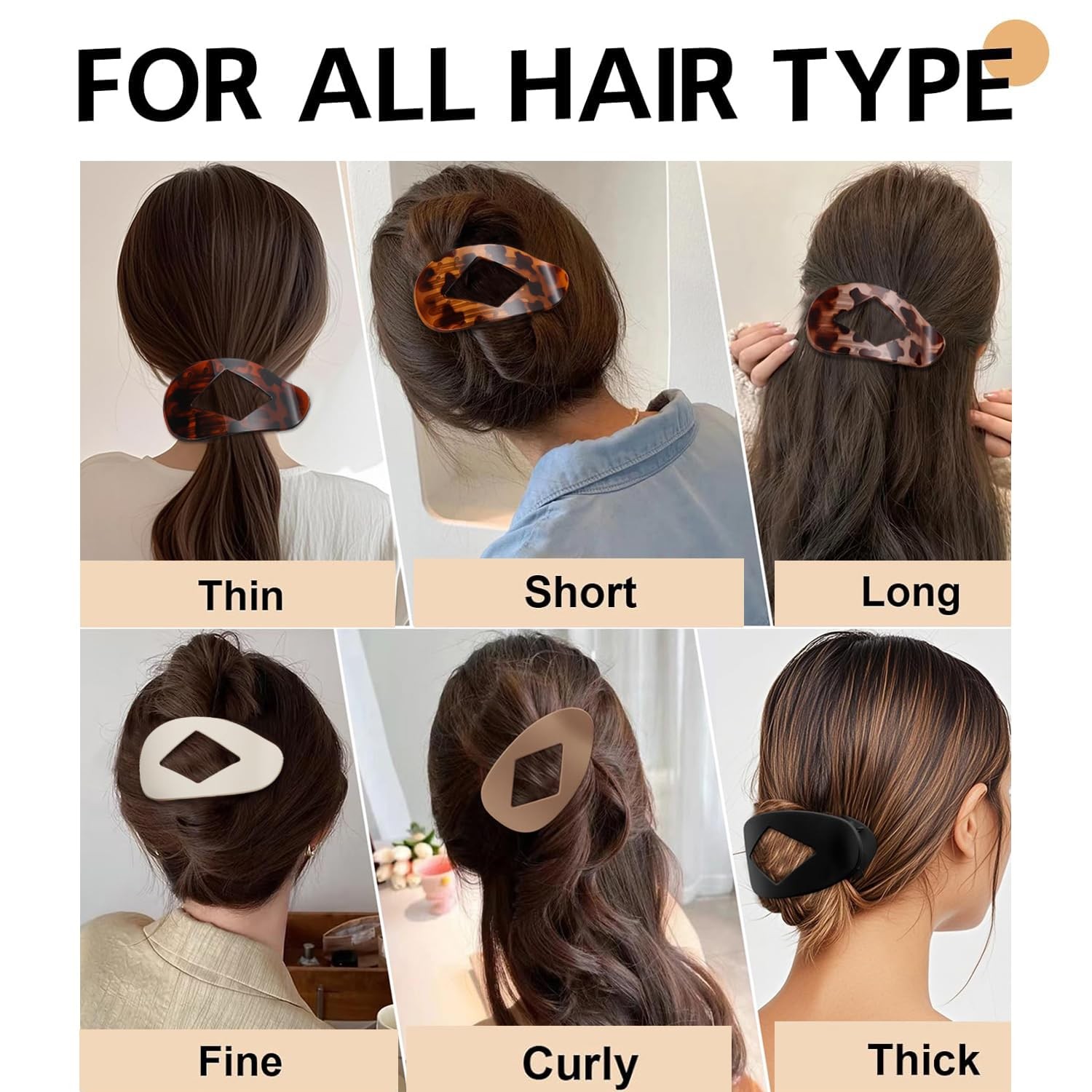 5 PCS Flat Hair Clips, No Crease Claw 1 Count (Pack of 5), Neutral Matte