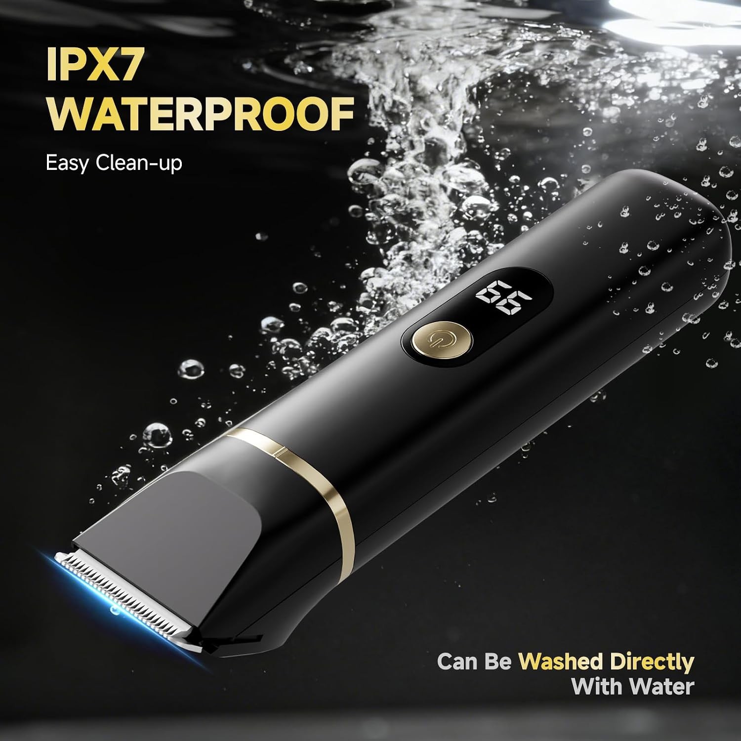 Men’s IPX7 Waterproof Body Hair Trimmer, Electric Groin & Beard Shaver