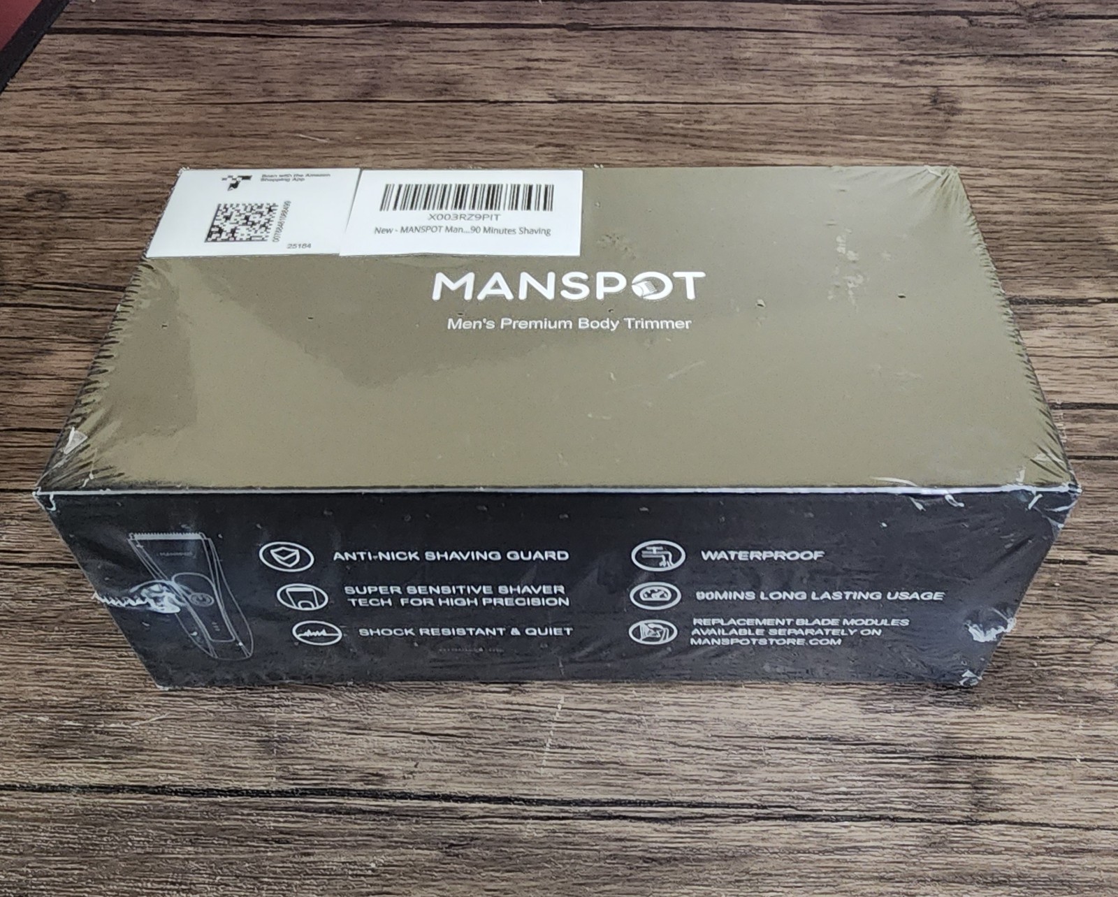 MANSPOT Manscape Groin & Body Hair Trimmer for Men w 4 Guards, IPX7 Waterproof