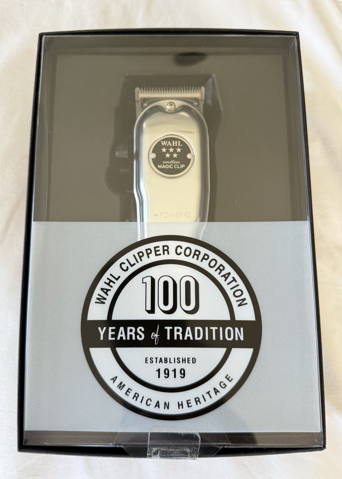 Wahl Cordless Magic Clip 100 Year Anniversary Edition Silver Black Clipper