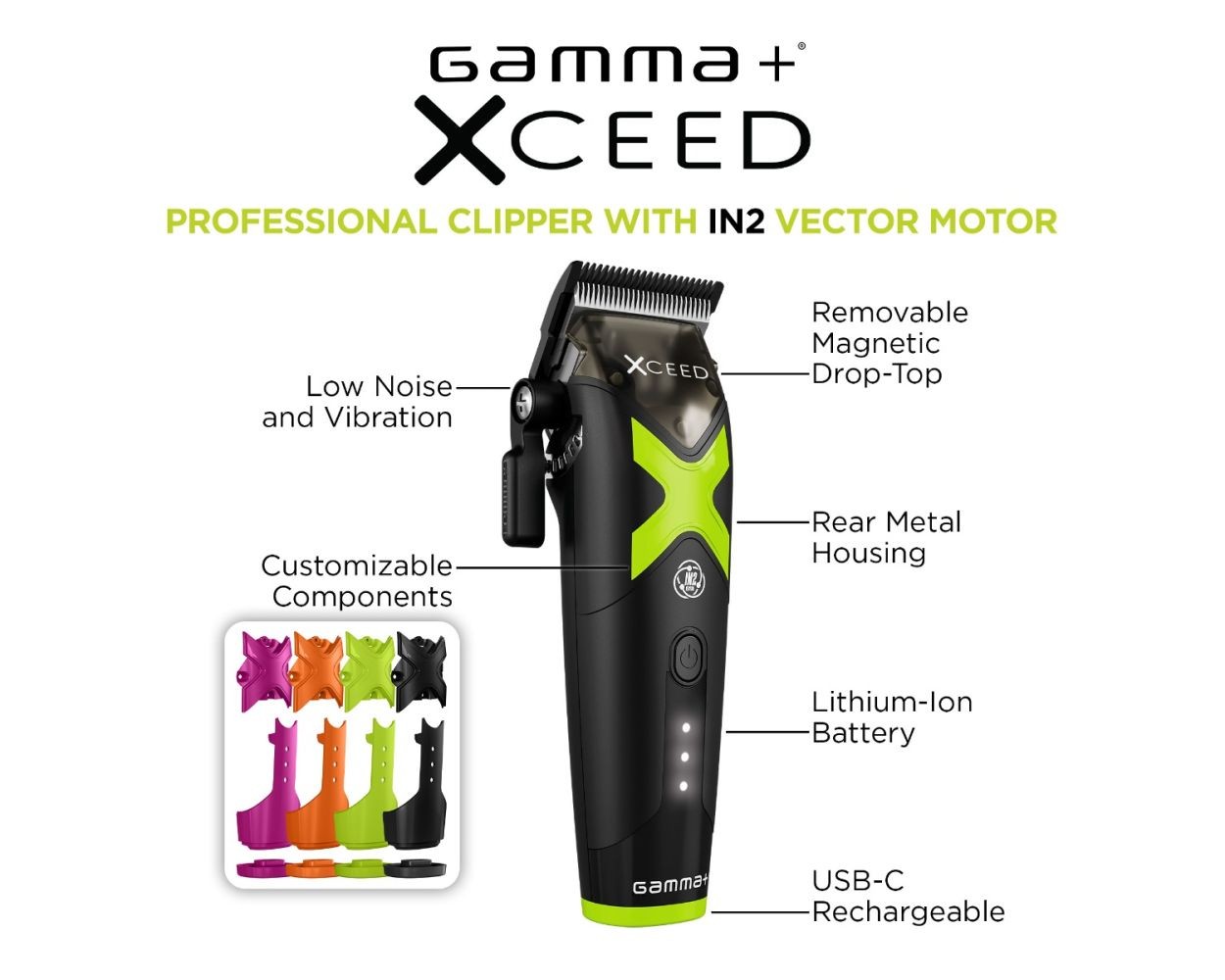 Gamma+ XCeed Hair Clipper with IN2 Vector Motor #GP609B + Free MGS Razor