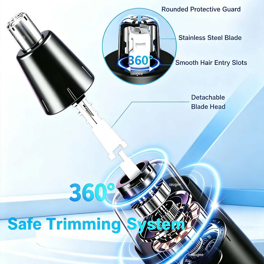 Ear and Nose Hair Trimmer with LED indicator USB Rechargeable Water Resistant