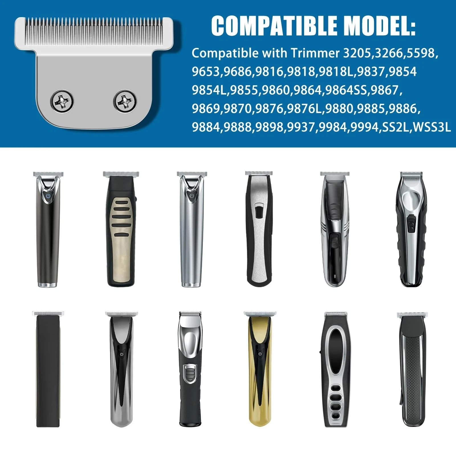 Genuine Wahl Trimmer Replacement Stainless Steel T Blade 02144 9818 9864 9854