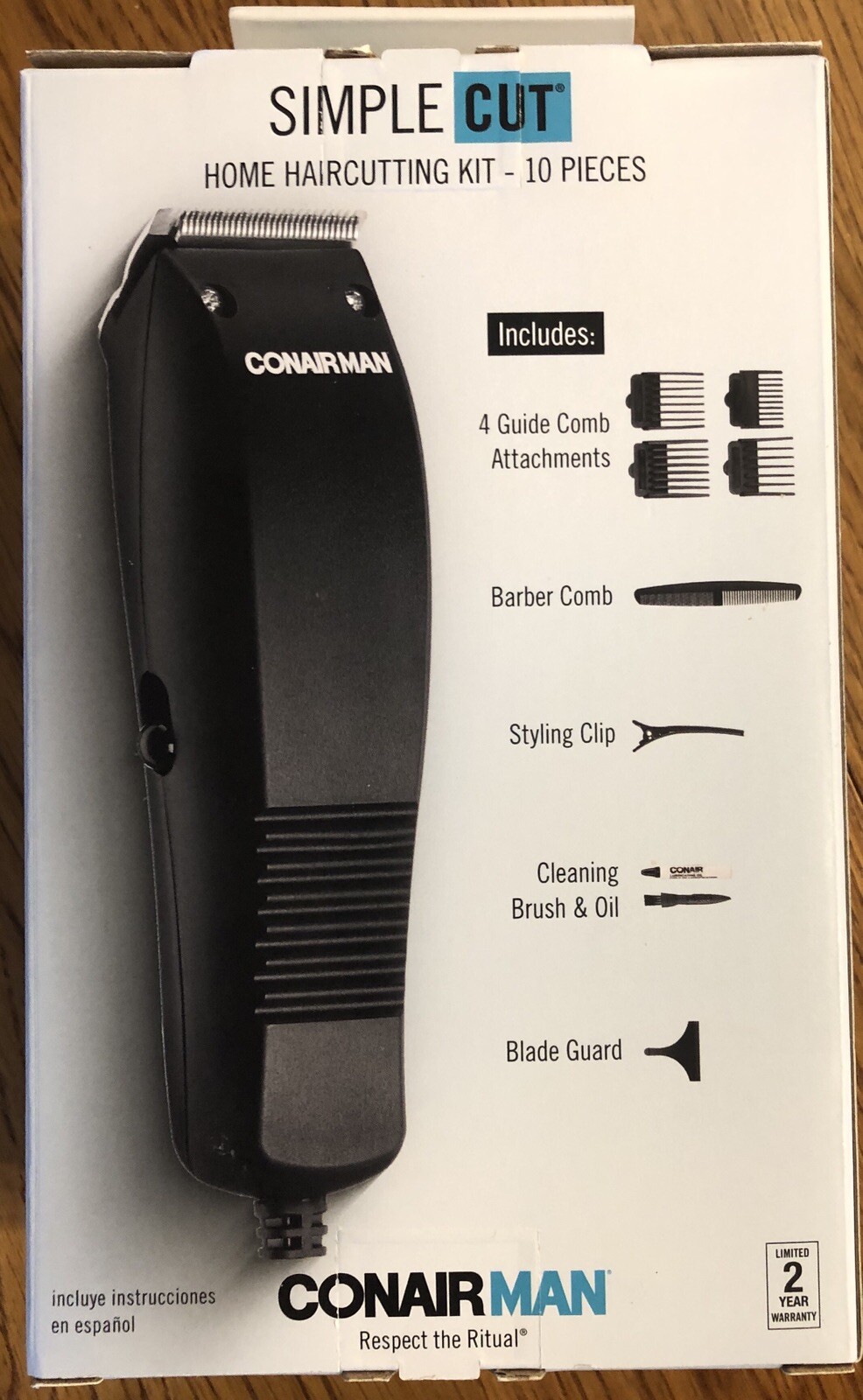 Brand New In Box Conair Man Simple Cut 10 Piece Home Haircutting Kit Clippers