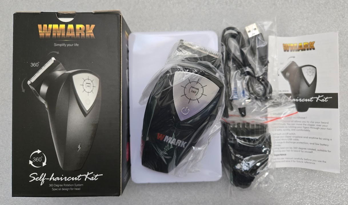 WMARK #C09-HC010 Cordless Self-Haircut Kit 360 Degree USB Charge For Home Travel