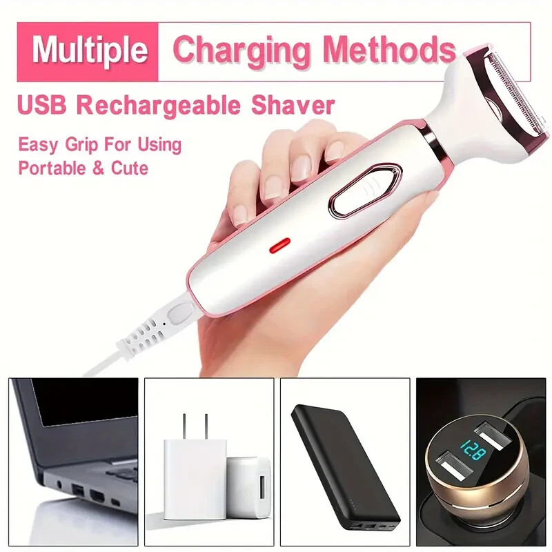 4 in 1 Women Electric Grooming Kit Body Hair Remover Nose Hair Bikini Trimmer