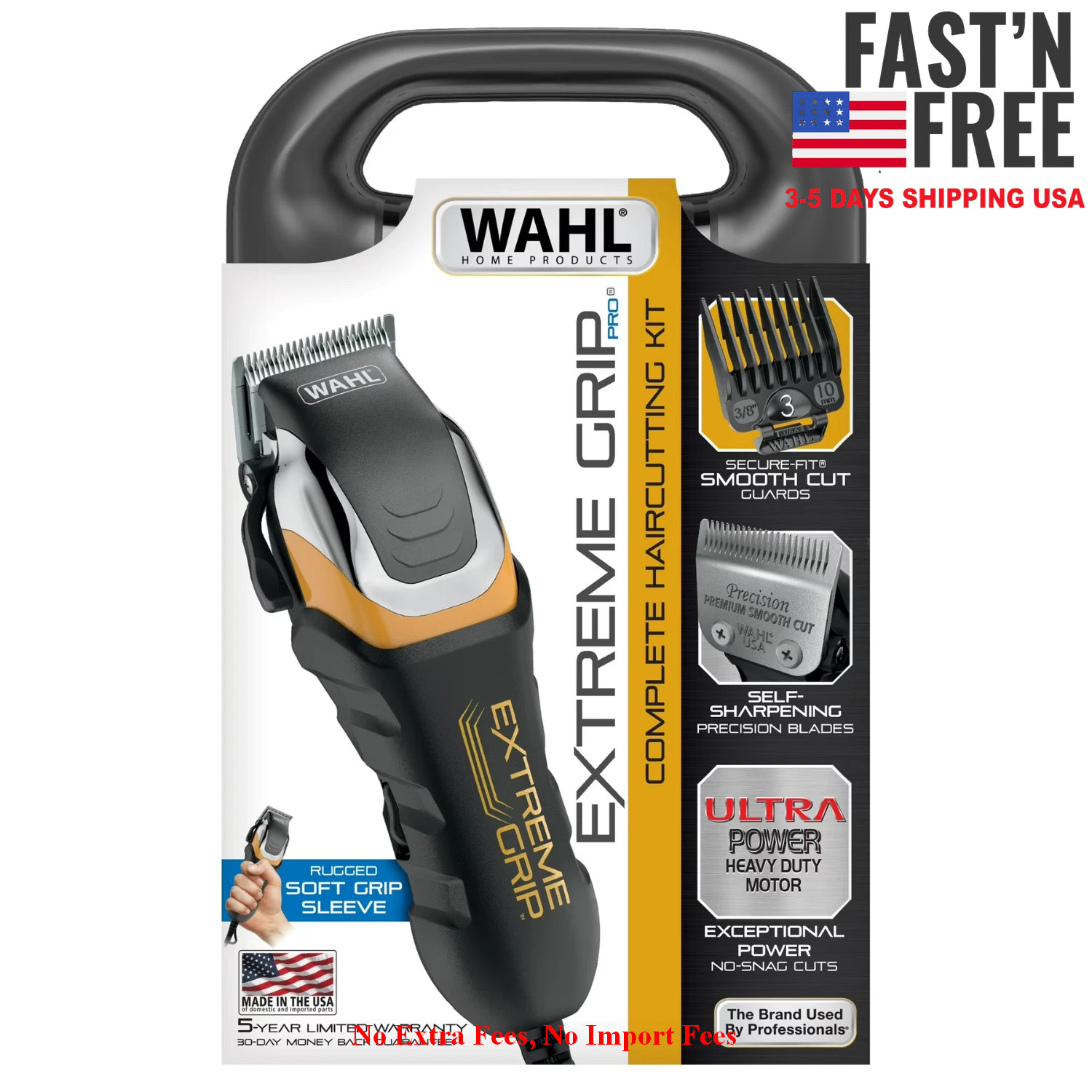 Wahl Extreme Grip Pro Corded Hair Clipper No Slip Men Women Home Use Hot NEW