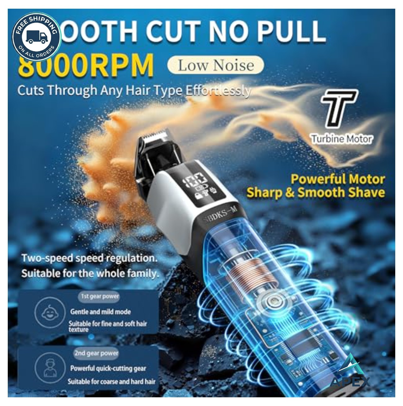 6-in-1 Beard Trimmer Waterproof Cordless Lithium Ion 2000mAh Type-C IPX6 LED