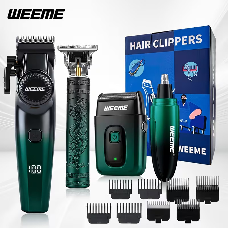 4-in-1 Men’s Hair Clipper Trimmer Shaver Nose Grooming Kit USB Rechargeable