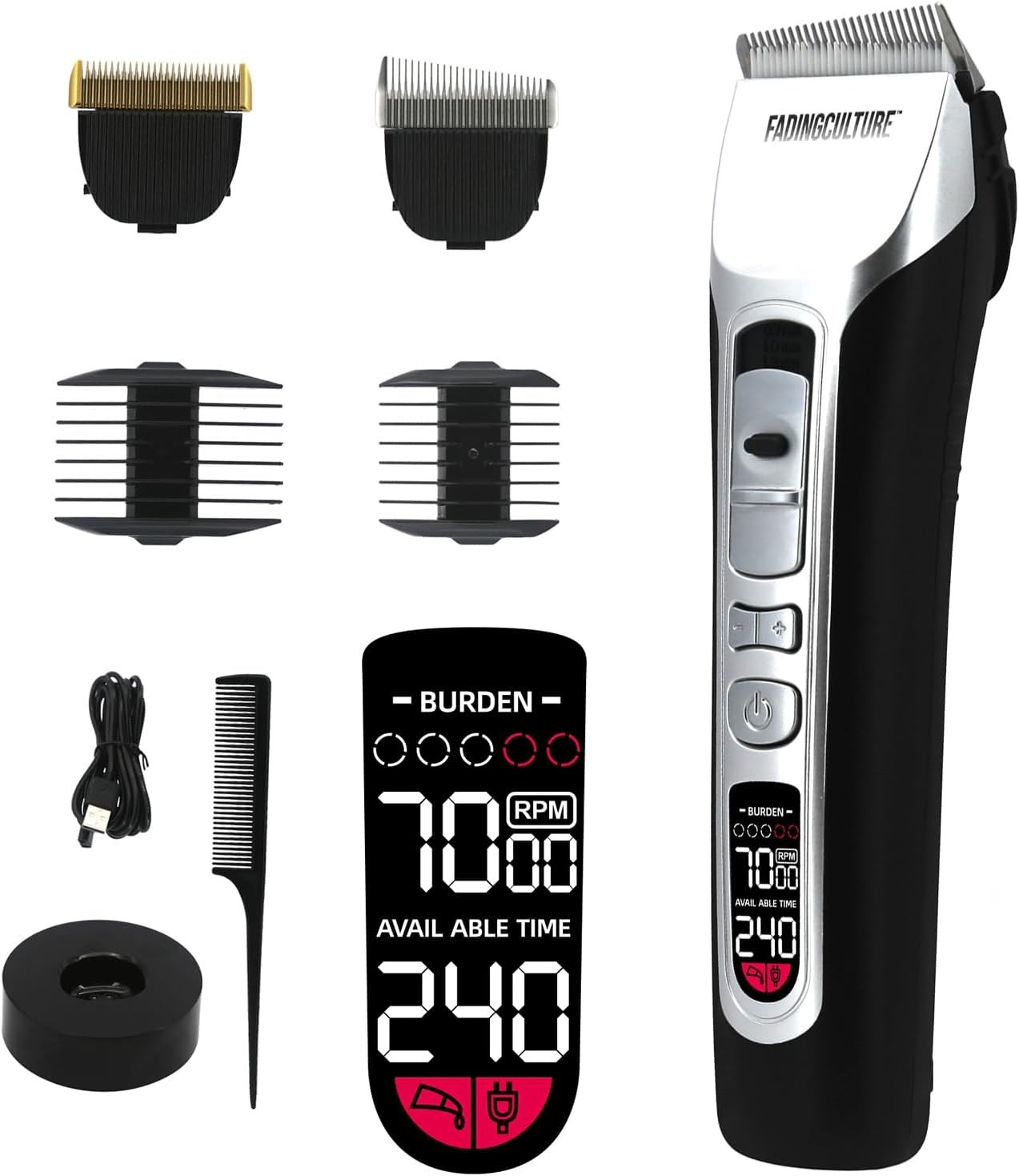 The Fadify 2.0 Cordless Hair Clippers for Black+silver Clipper
