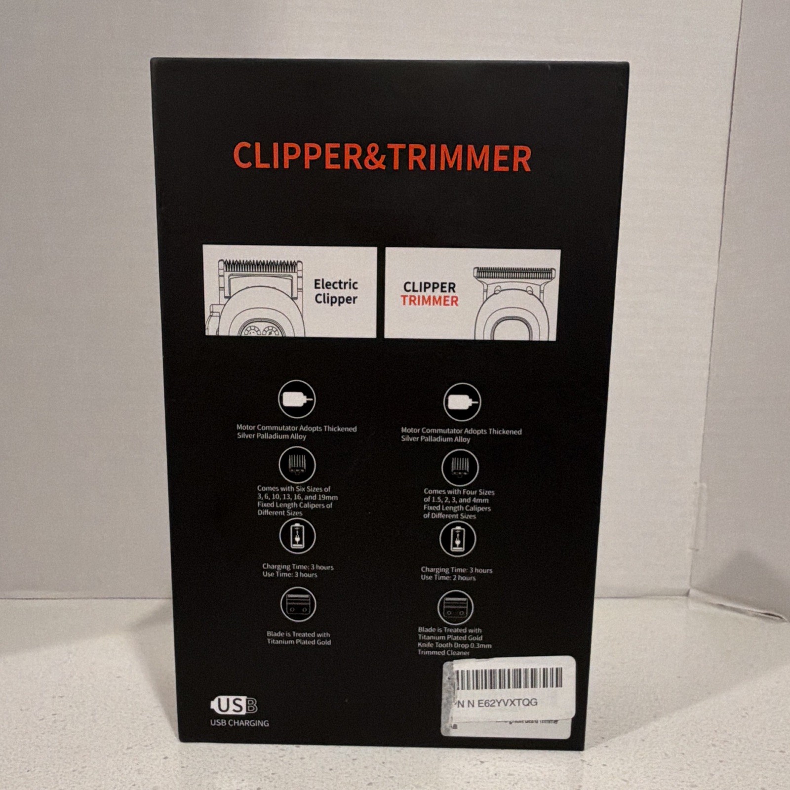 Haokry Clipper & Trimmer Haircutting Kit USB Charging Black/Gold 2 Heads