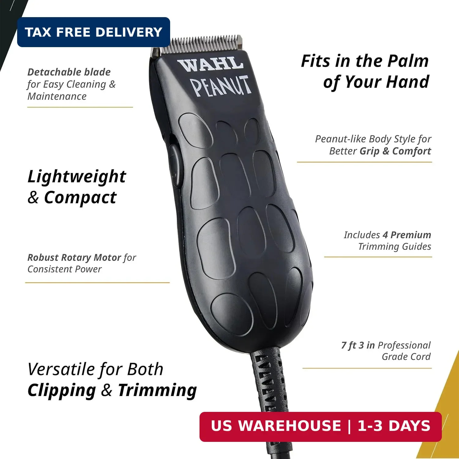 Wahl Professional Peanut Corded Clipper/Trimmer, Compact Rotary Motor | Lightwei