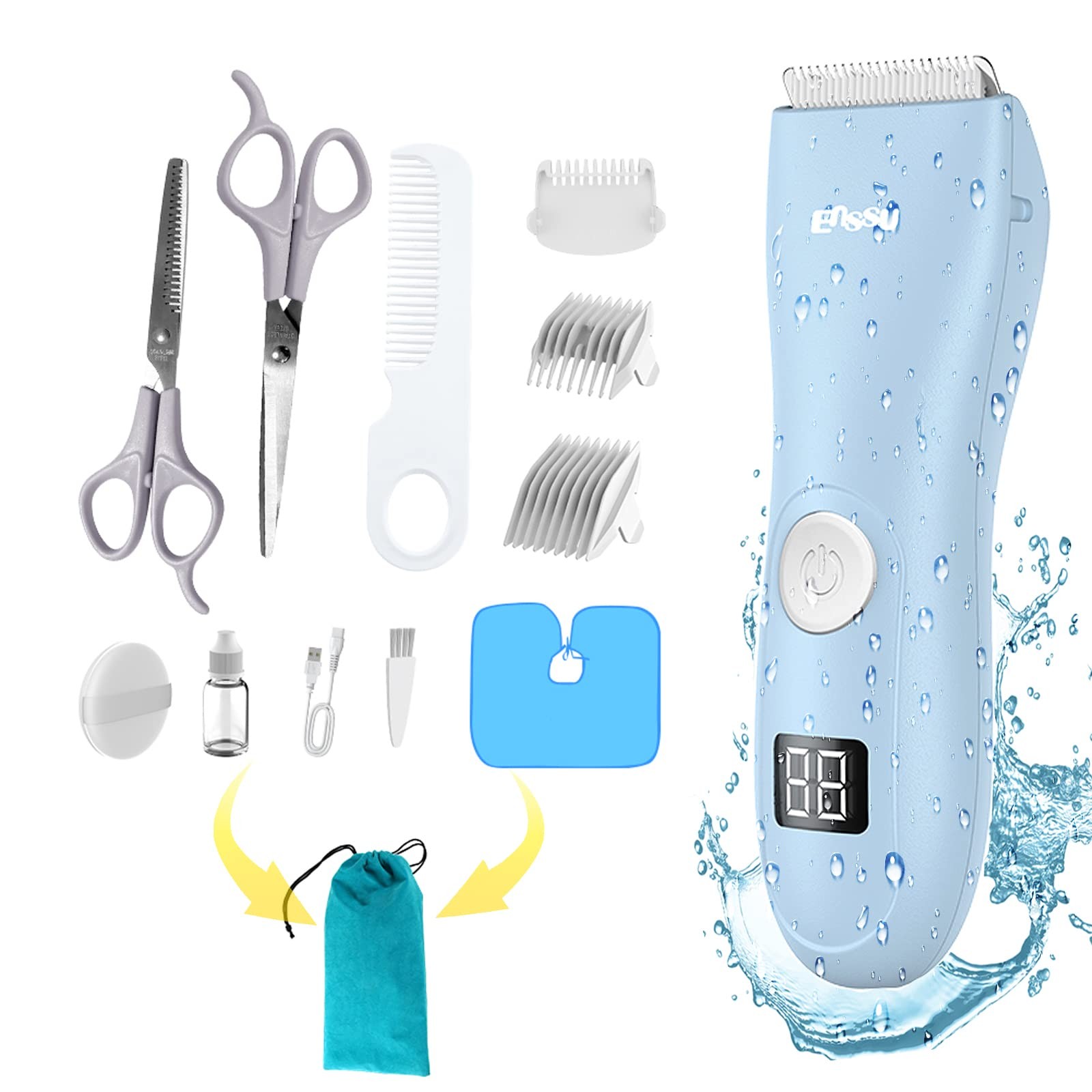 Baby Hair Clippers Low Noise Autism Hair Trimmer for Kids,Blue