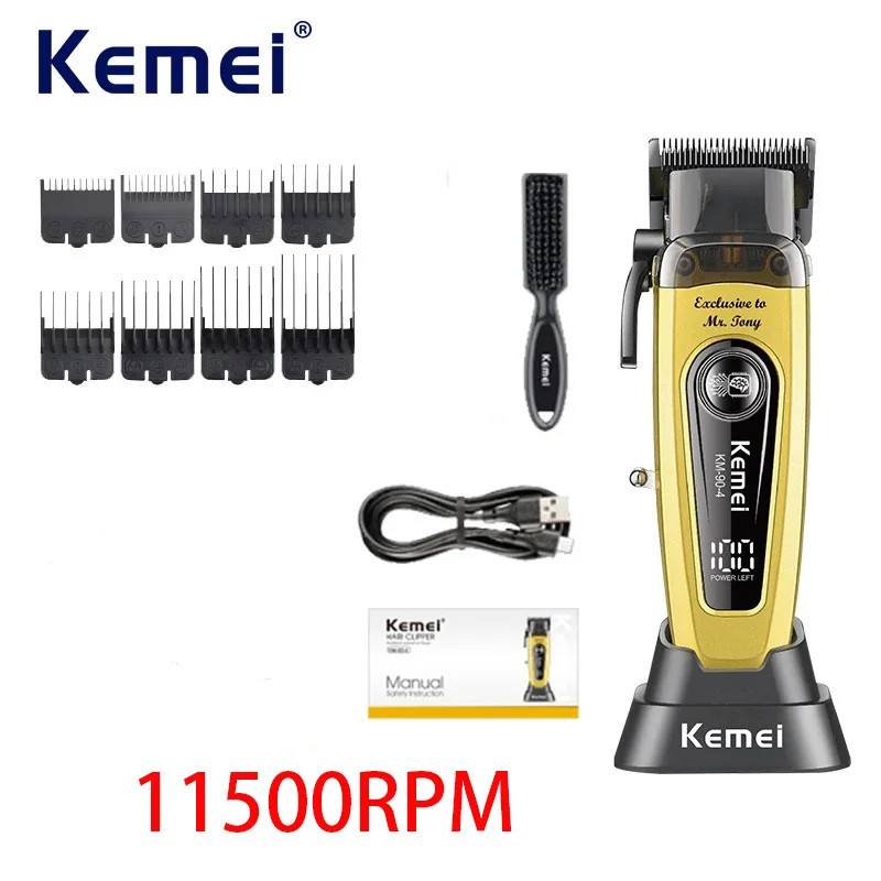 Professional Brushless Motor Hair Clippers 11500RPM Cordless Barber Electric Hai