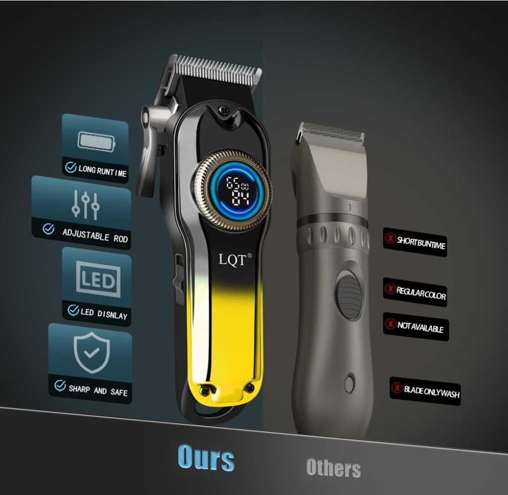 LQT® Hair Clippers for Men Professional, Body Hair Trimmer & Cordless Grooming S
