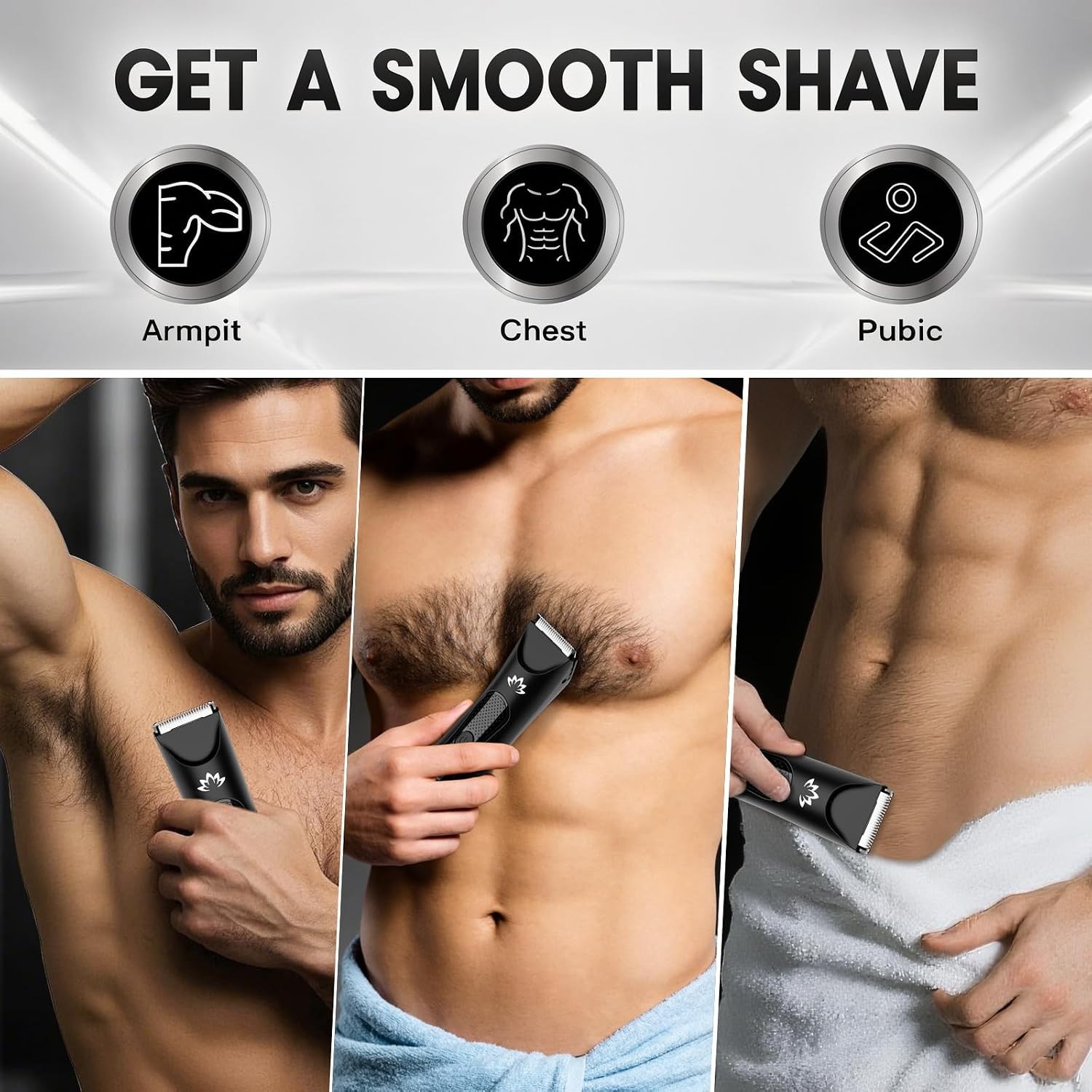 Manscape Body & Pubic Hair Trimmer for Men, Groin & Ball Trimmer Men, Electri…