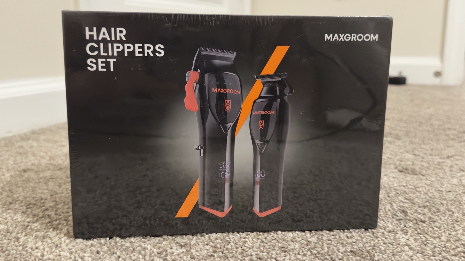 MAXGROOM Cordless Hair Clippers Set, Black/Orange, 2-Piece, 2 Heads