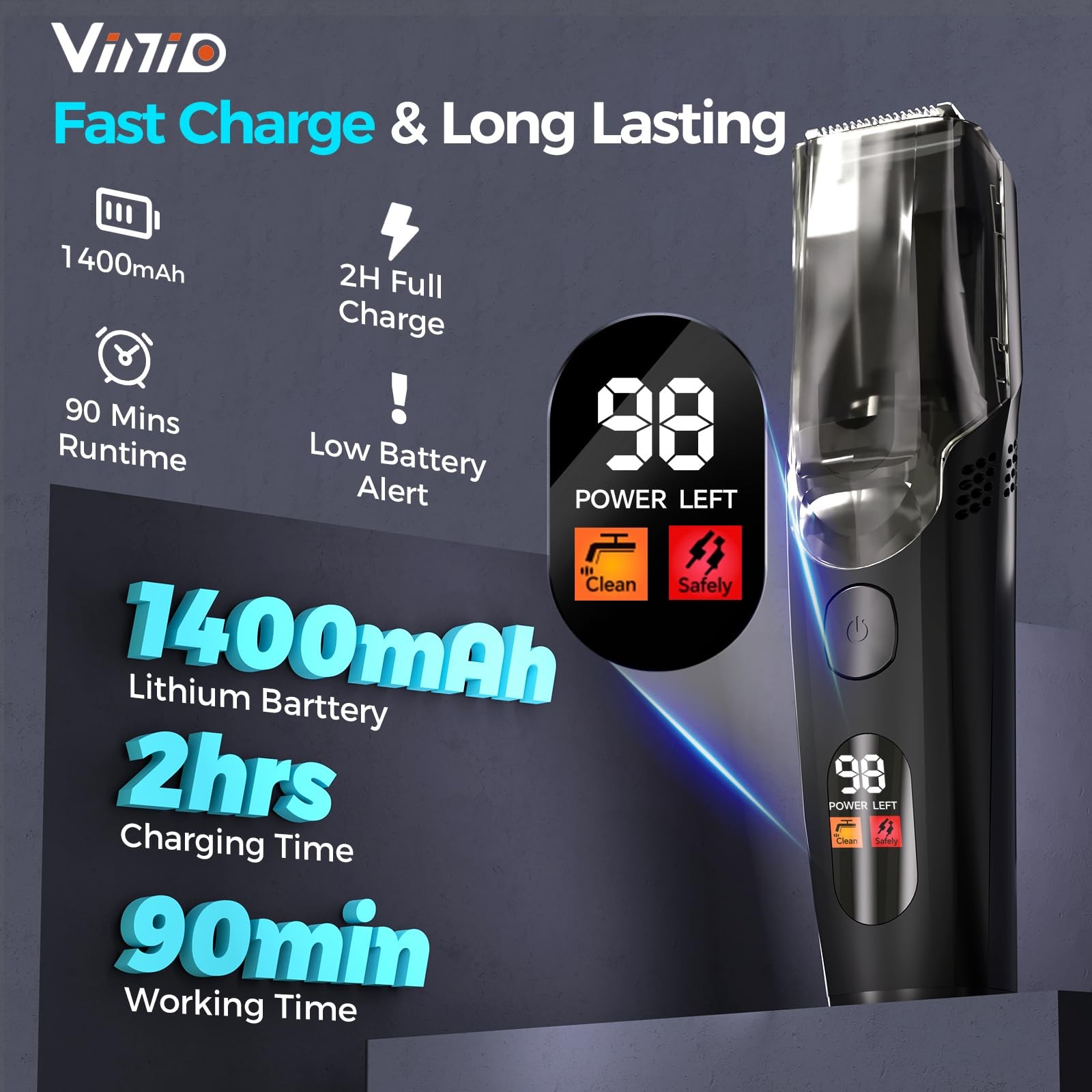 Professional Hair Clipper with Built-in Vacuum Suction Self-Cleaning, No Mess…