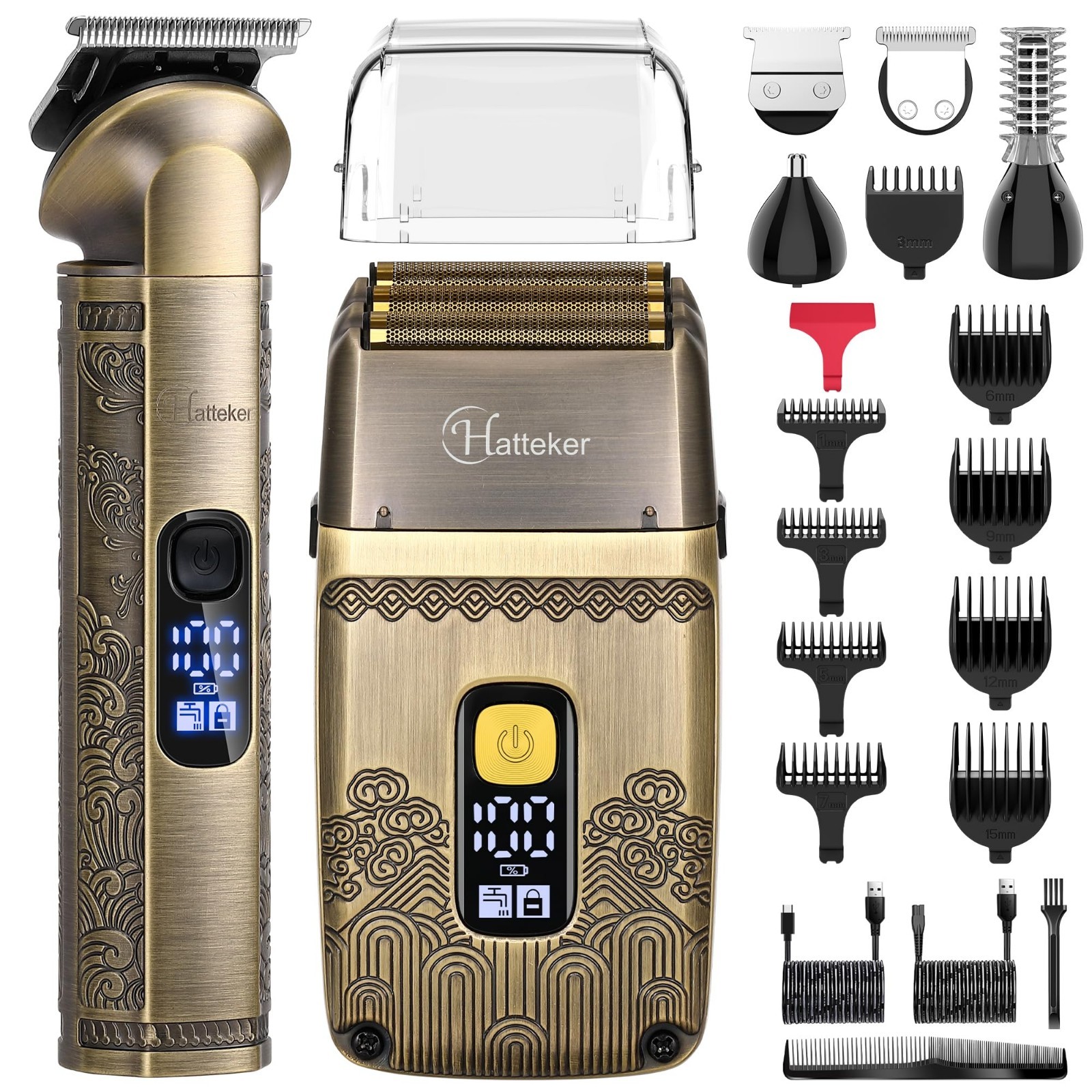 Waterproof Cordless Beard Trimmer & Foil Shaver All-in-One Grooming Kit
