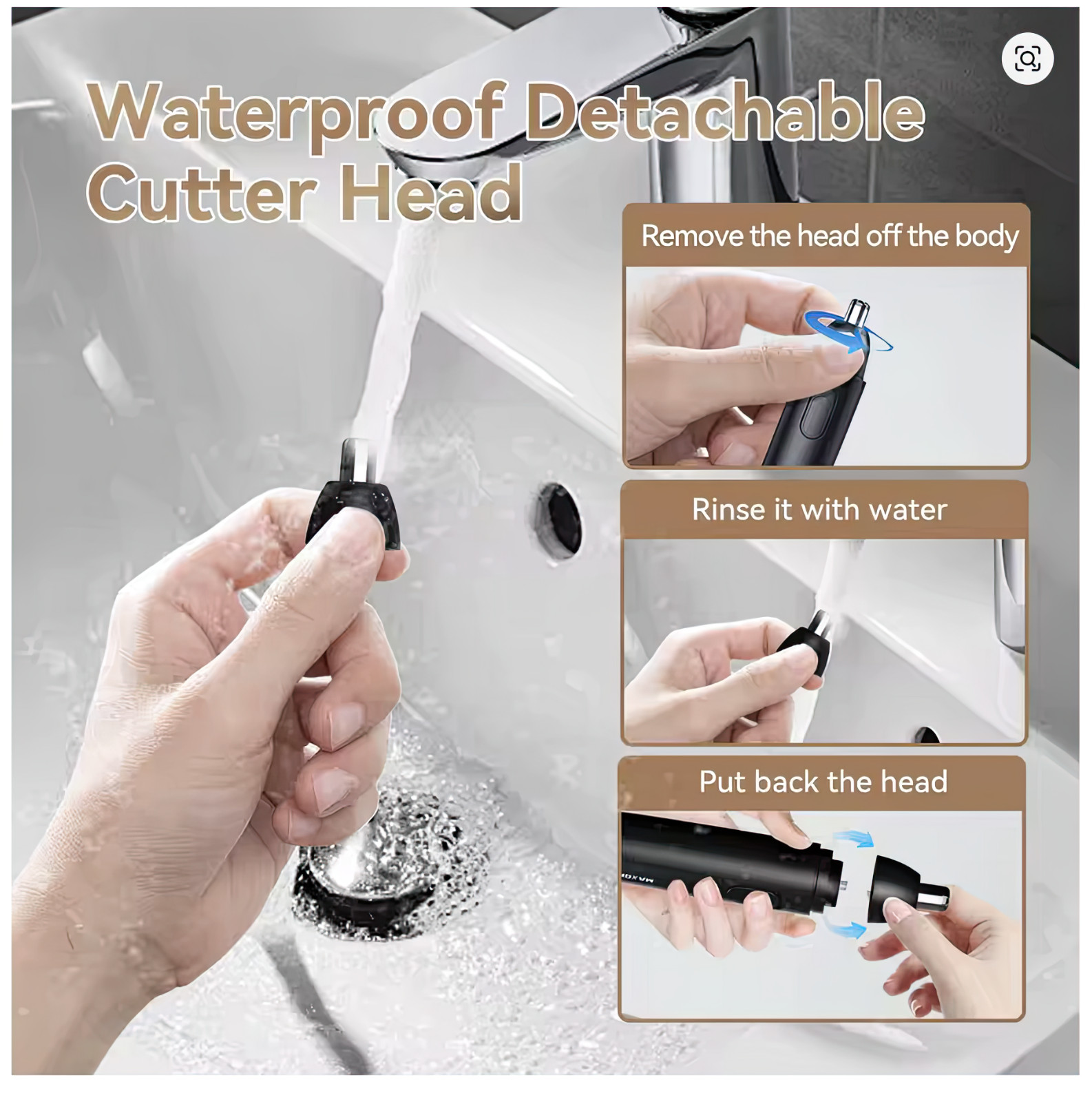 MAXGROOM Rechargeable Nose Hair Trimmer for Men 360 Rotating Dual-Blade Electric