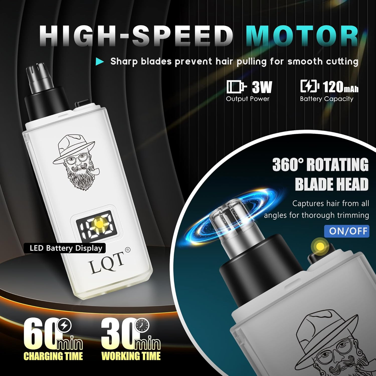 Hair Clippers for Men Rechargeable Cordless Beard Trimmer & Electric Shaver, Hai