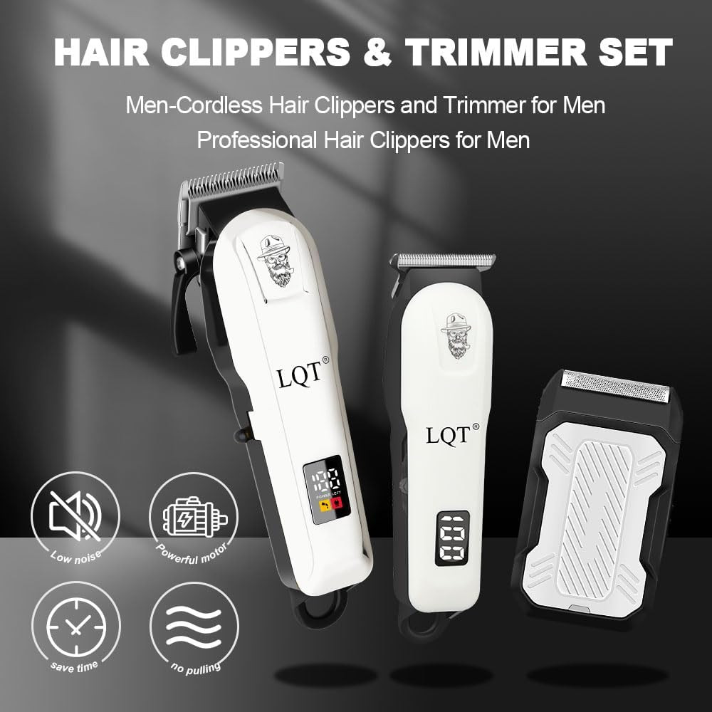 Professional Hair Clippers & Trimmer Set Cordless Barber Kit 3PCS for Men