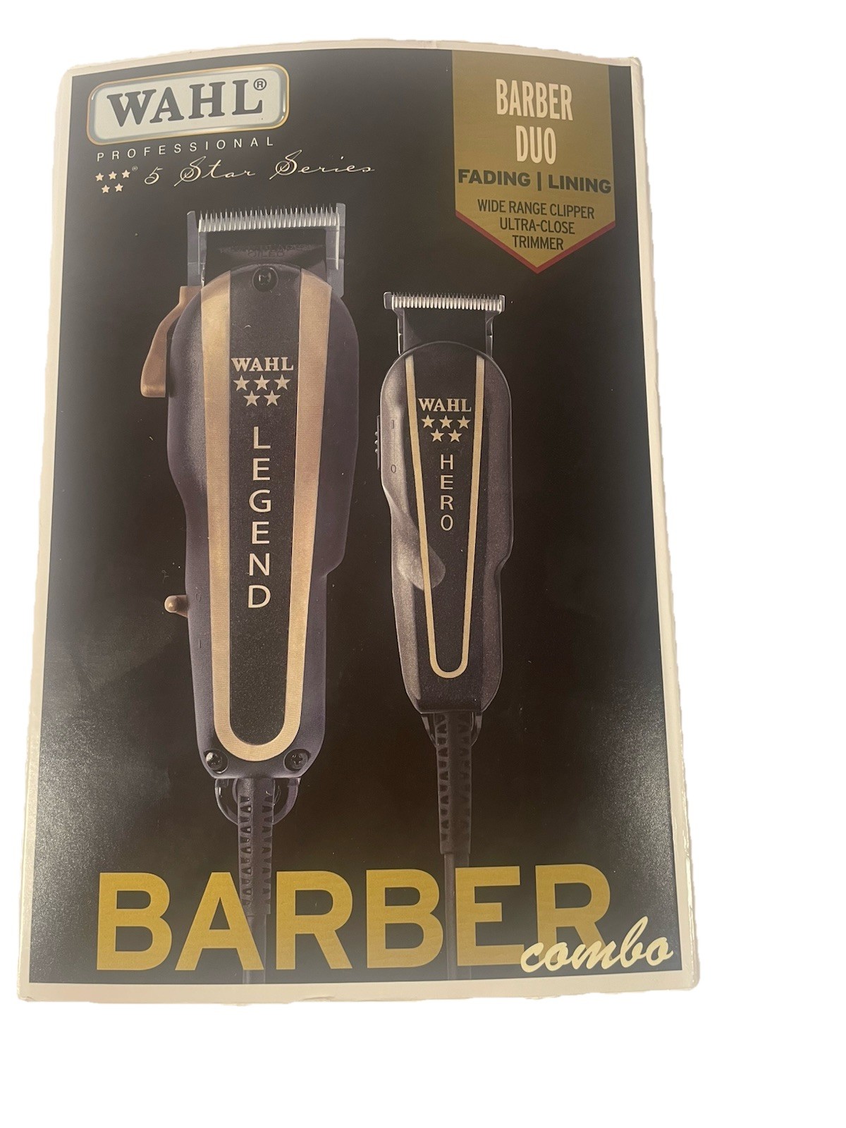 Wahl 8180 5-Star Barber Combo Legend Clipper and Hero Trimmer – Black/Gold