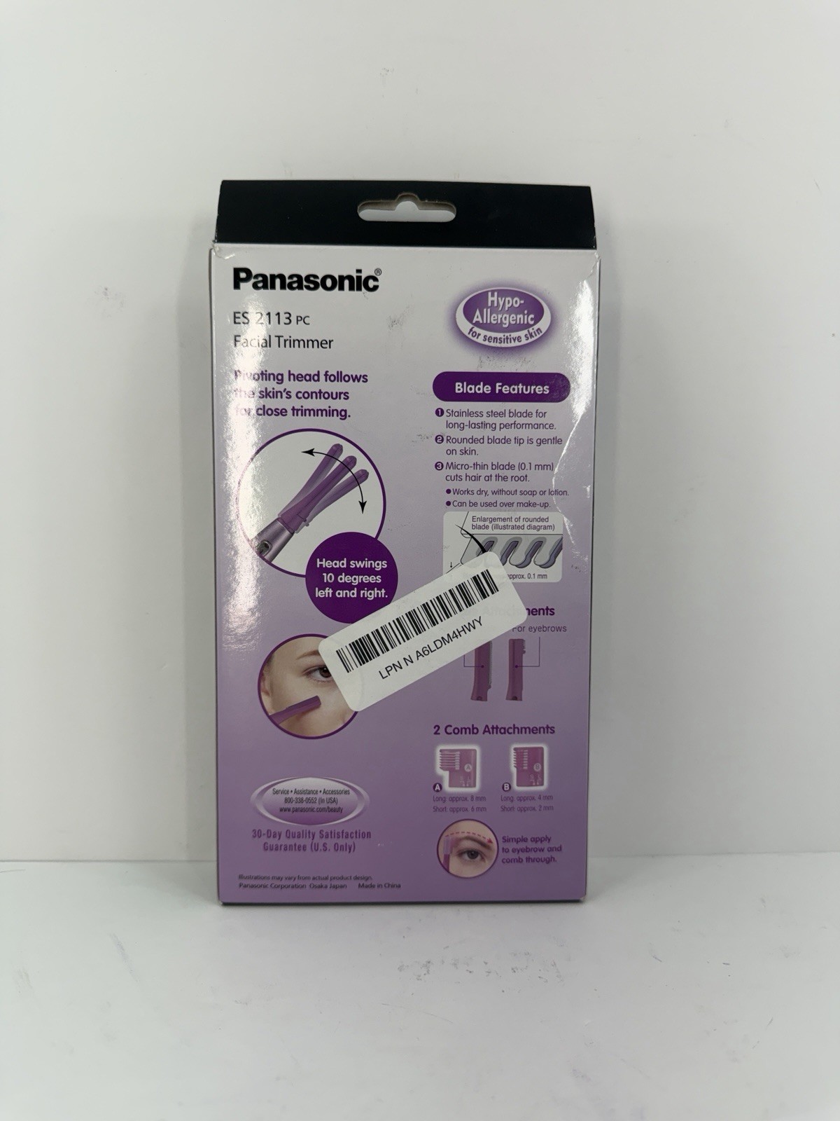 Panasonic ES2113PC Facial Hair Trimmer Eyebrow Shaper Hypoallergenic Open Box