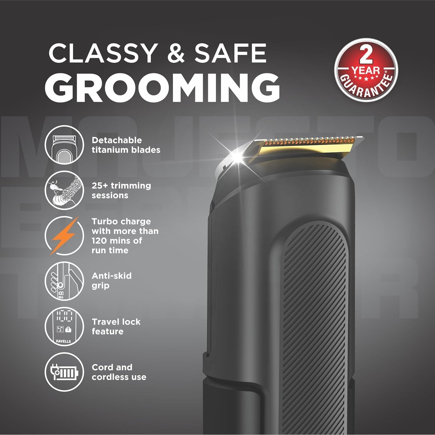 Havells Majesto Beard Trimmer, BT8888,Black