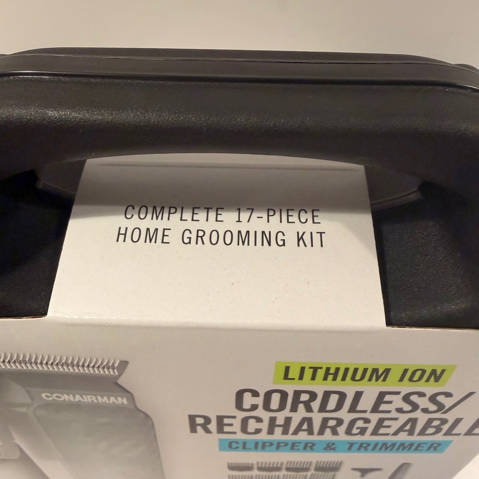 Conair Man Clipper Trimmer Lithium Ion Cordless Rechargeable 17 Pc Carry Case