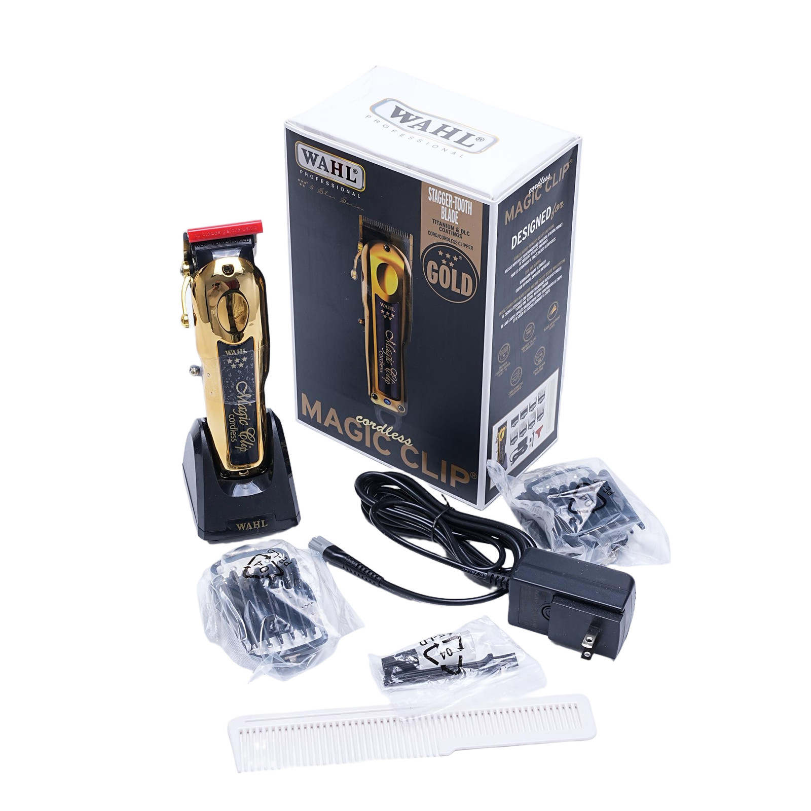 Wahl Magic Clip Gold Edition Cordless Clipper DLC Blade Barber Kit 08148-700