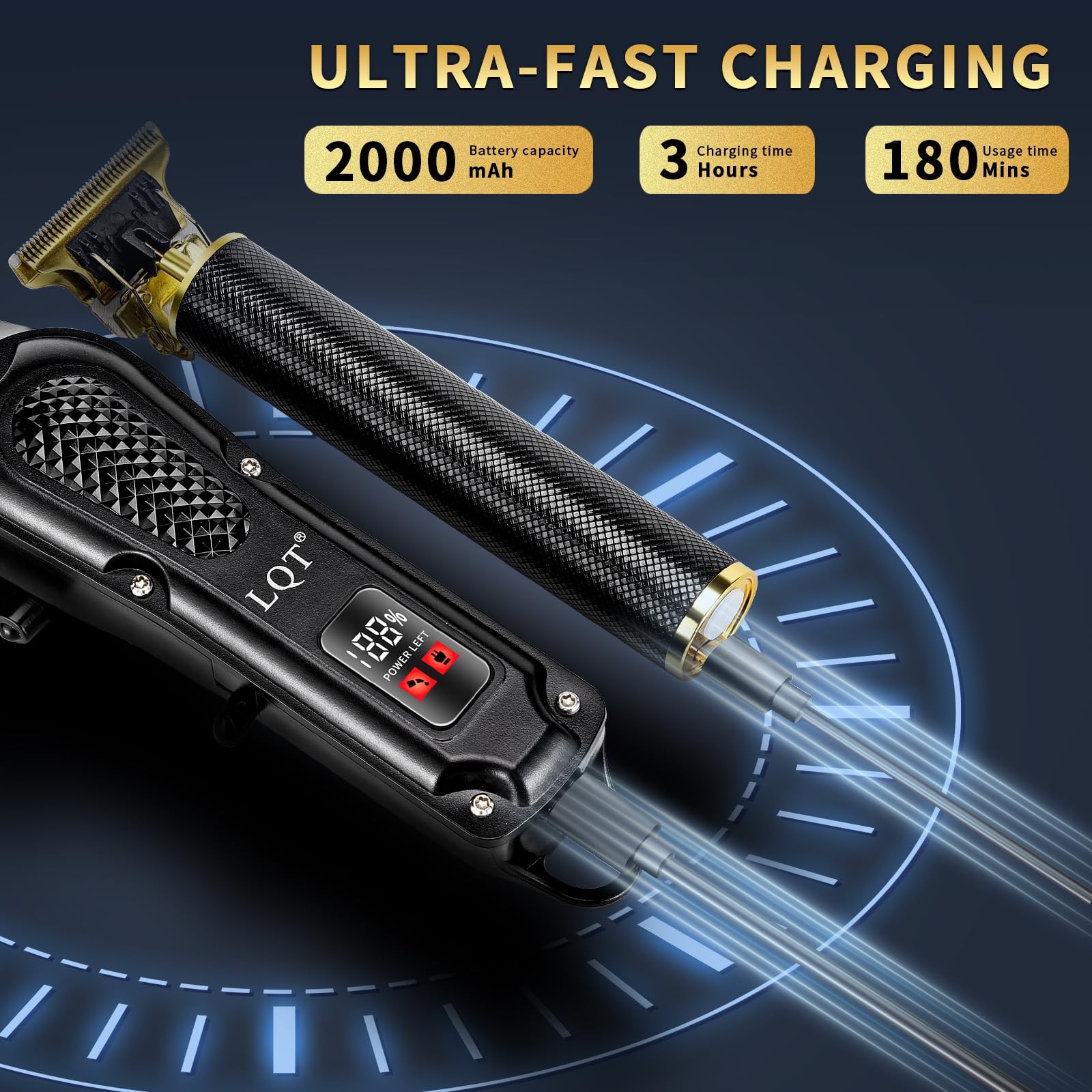 ® Men’s Professional Hair Clippers Kit，Cordless & Corded Barber Clippers Set，…