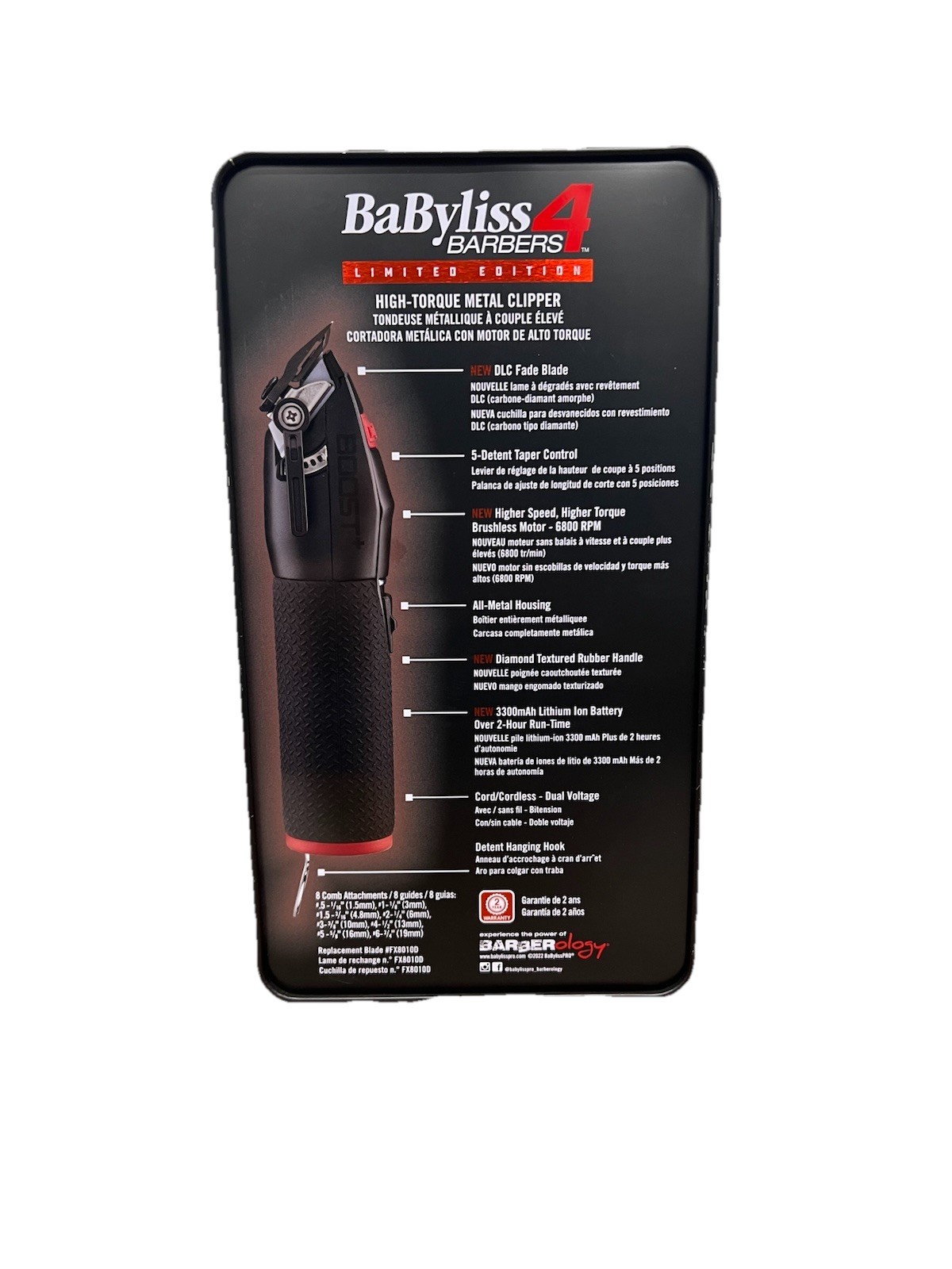 Babyliss Pro BLACK & RED FX BOOST Cord/Cordless Lithium-Ion Clipper FX870RI