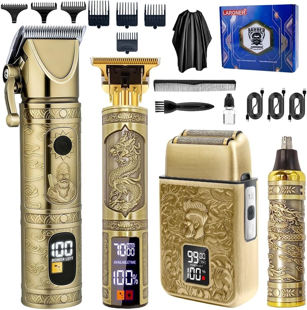 Pro 4-in-1 Hair Clipper Kit for Men, Cordless Trimmer, LED Display