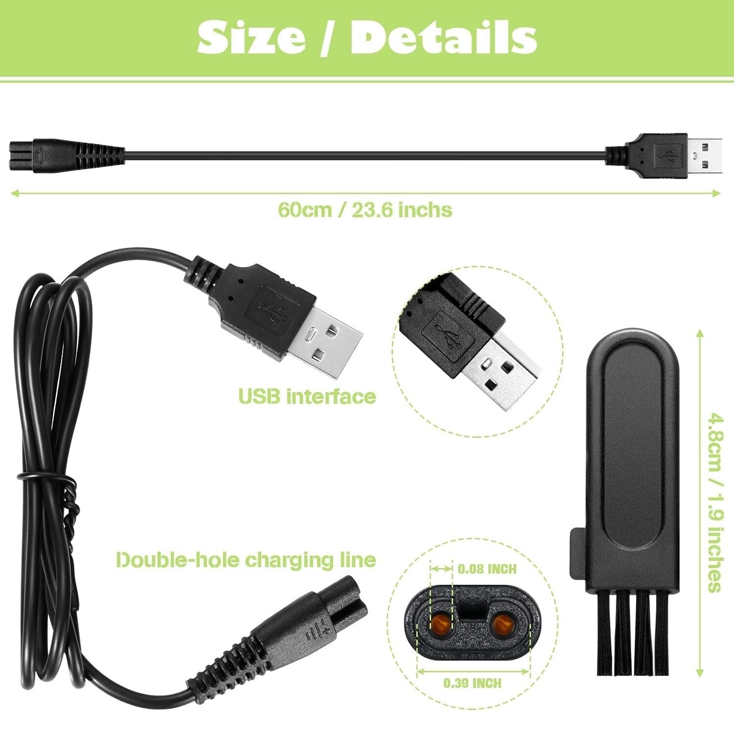USB Hair Clippers Power Cord for Replacement Limural Charger Shaver Charging
