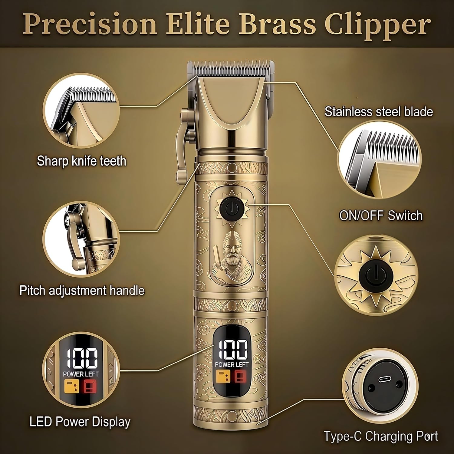 Pro 4-in-1 Hair Clipper Kit for Men, Cordless Trimmer, LED Display
