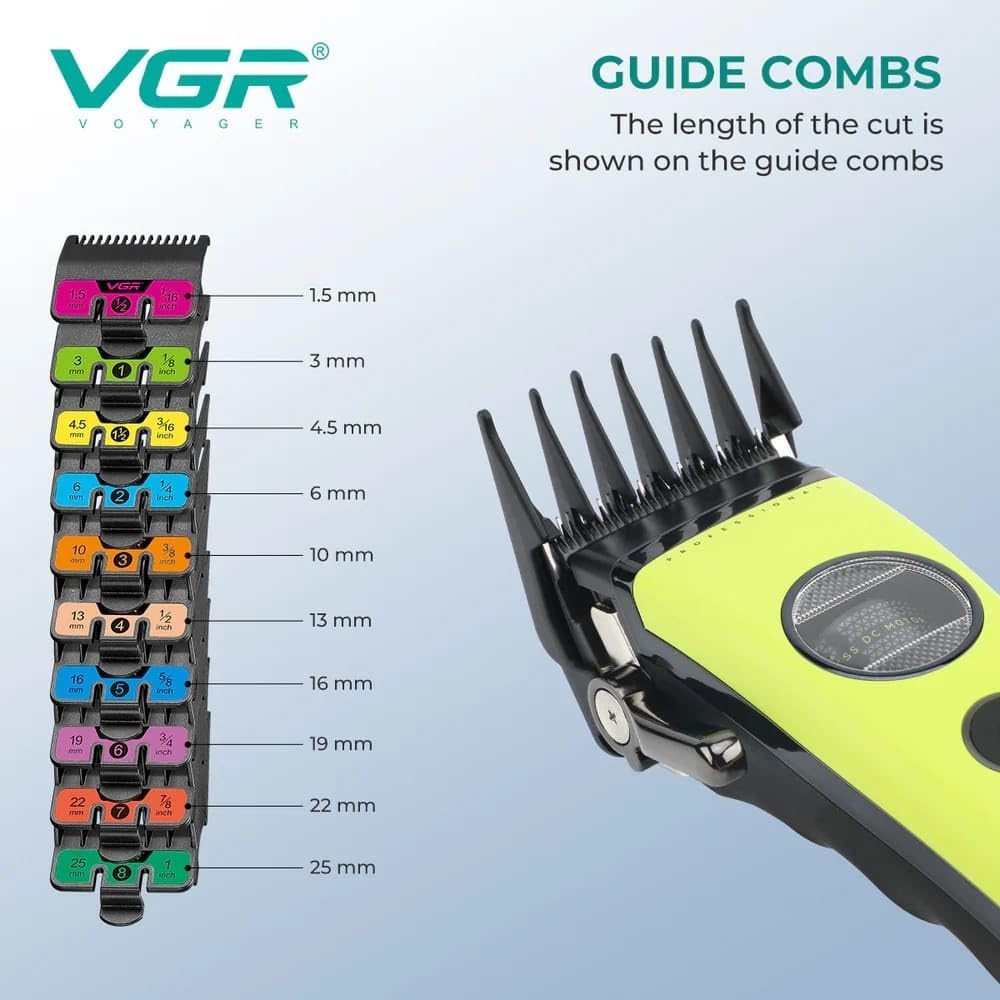 VGR 880C Cordless Hair Clipper 7200RPM Ceramic Blade Charging Base Green
