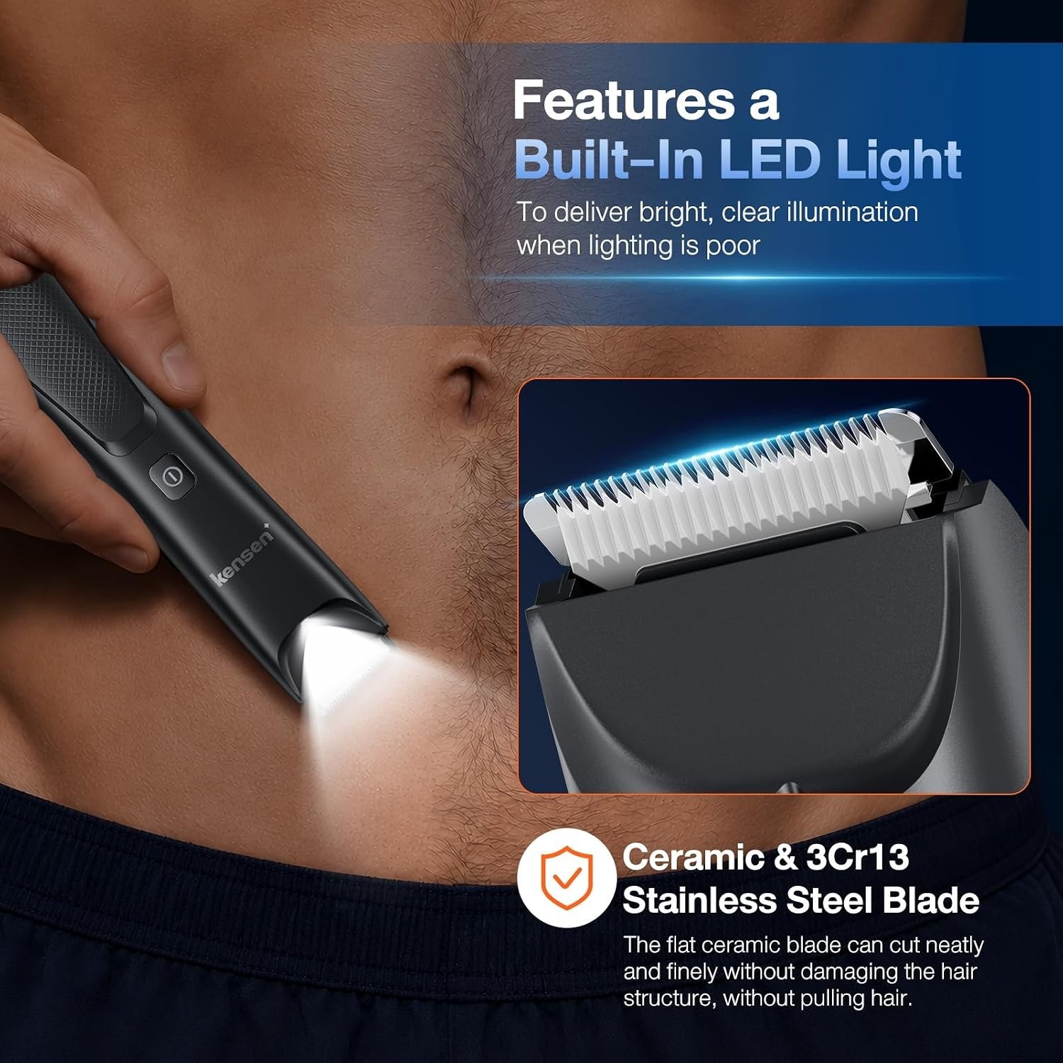 Cordless Electric Body Shaver with Ceramic Blades & 100-Minute Runtime