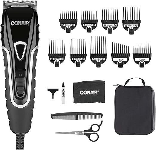 Conair Barber Hair Clippers Barbershop Series No-Slip Grip Home Haircut Kit, NEW