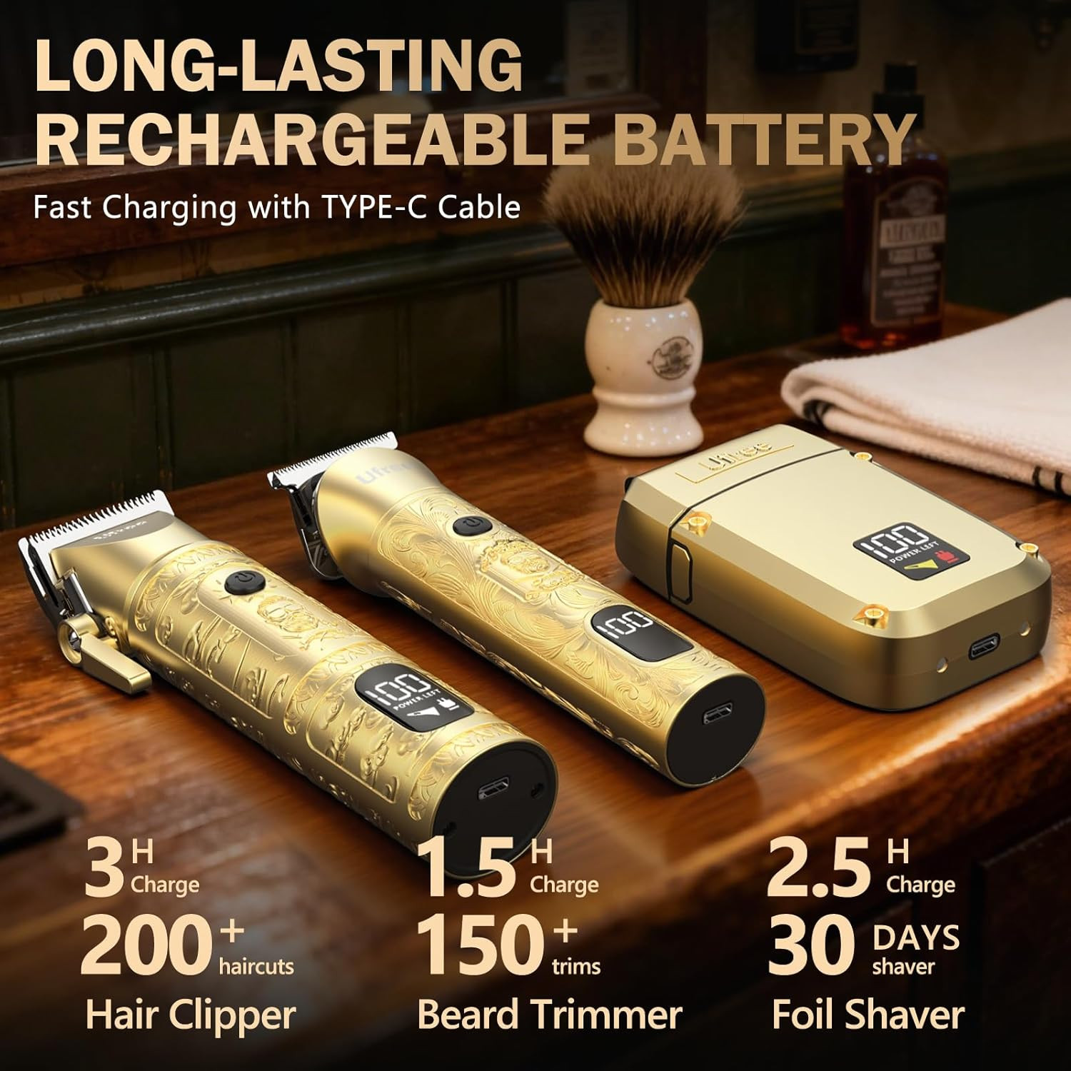 8 in 1 Professional Hair Cutting Kit, Hair Clippers for Men, Cordless Clippers a