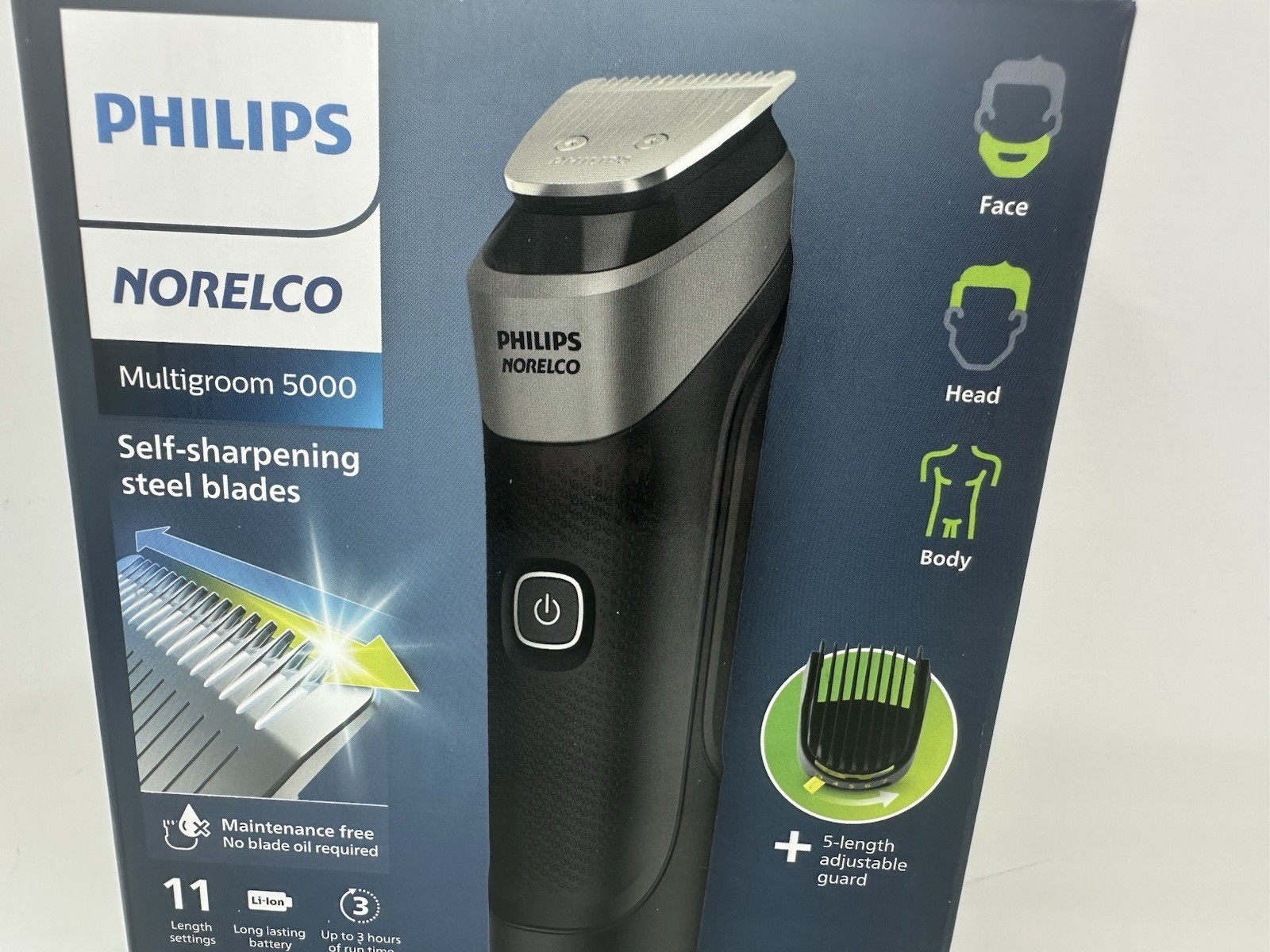 Philips Norelco Multigroom 5000 Trimmer 18pc All-in-One 11 Lengths Body Face New