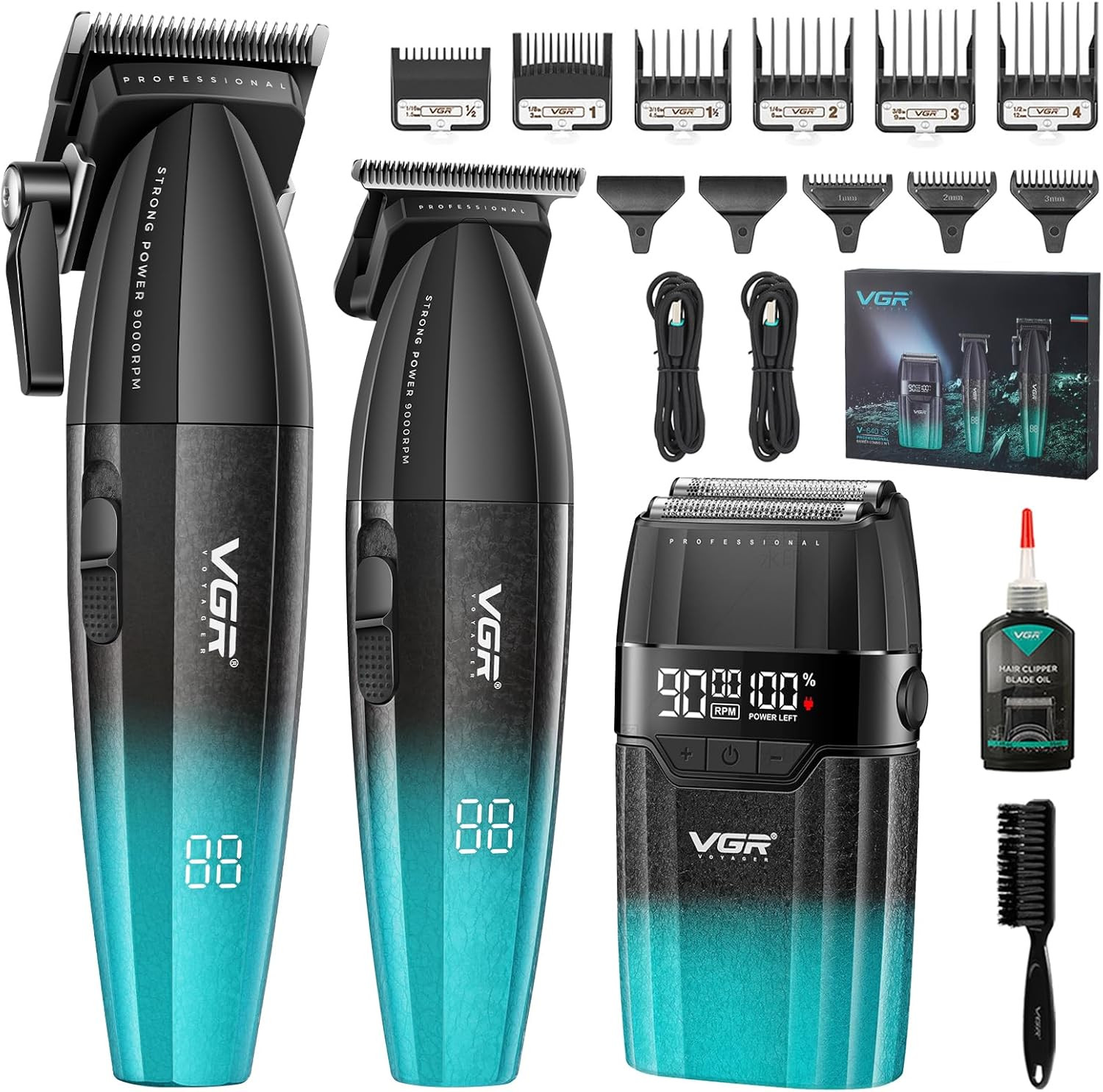 640S3 Professional 3 in 1 Hair Cutting Kit, 9000RPM Hair Clippers for Men Profes