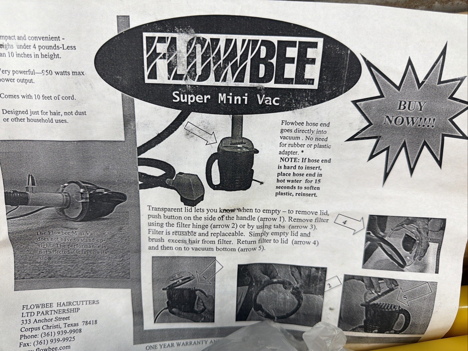 Flowbee Home Haircutting System Clipper Head/Hose, Vacuum & Accessories Included