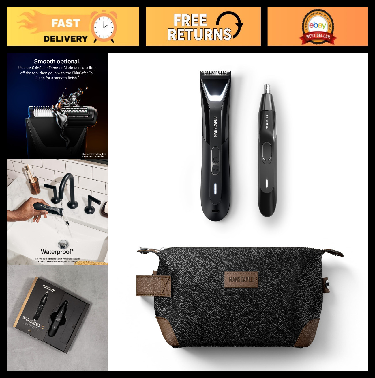 Ultra Electric Groin & Body Hair Trimmer Set with Nose & Ear Hair Trimmer Bag