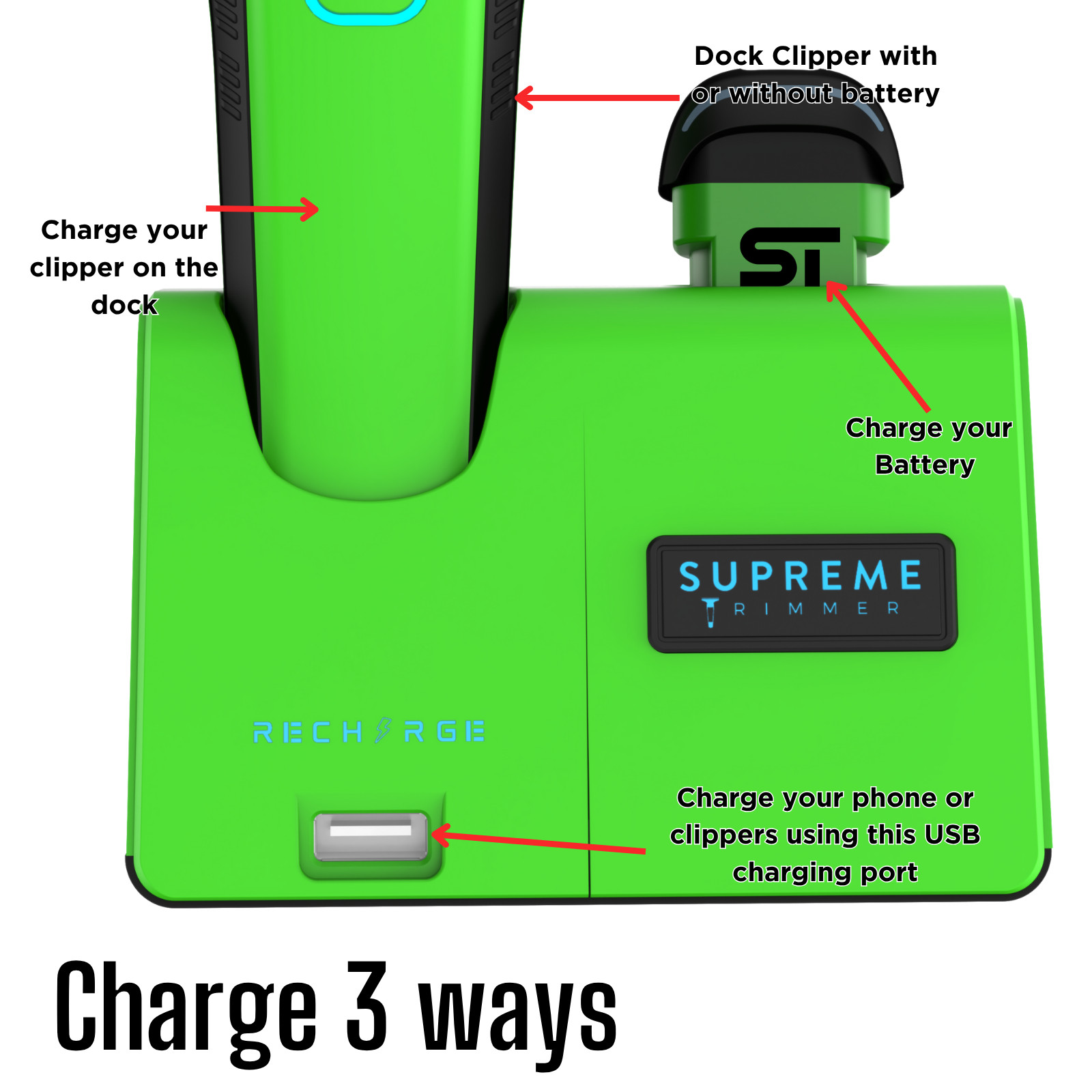Product image Supreme Trimmer Recharge Clipper w/ DLC Taper Blade STC779 | Green