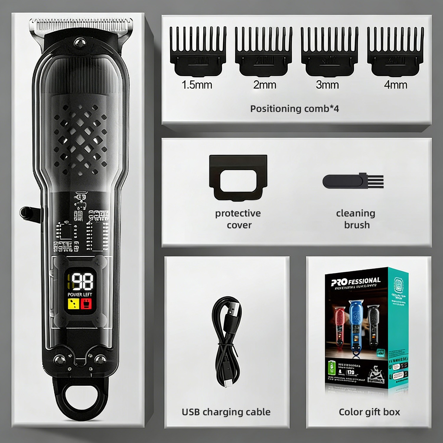 Professional Hair Clippers for Men, Cordless Barber Clippers and Trimmer Set US